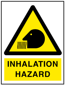 Inhalation Hazard with words Self Adhesive Label - Safety Warning