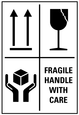 Fragile Handle With Care - Black Self Adhesive Label