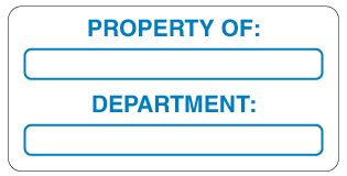 Property Of: Department: Self Adhesive Label - Asset Marking