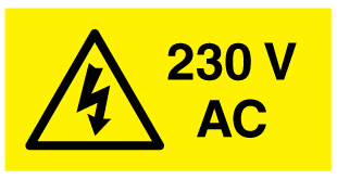Ac Current Sticker 230V AC Landscape Self Adhesive Label - Electrical Safety