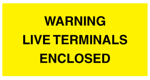 Live Box Warning Warning Live Terminals Enclosed Self Adhesive Label