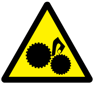 A clear image of Moving Machinery Label from Fine Cut Labels Direct