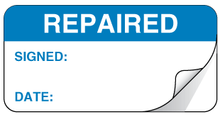 A clear image of Sealed Repaired Label from Fine Cut Labels Direct